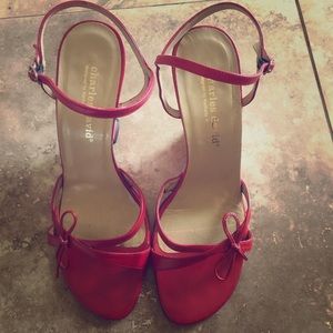 Charles David strappy wedge heels in cherry red